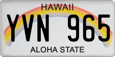 HI license plate YVN965