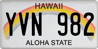 HI license plate YVN982