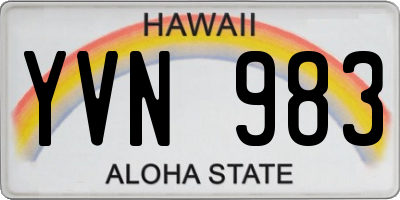 HI license plate YVN983