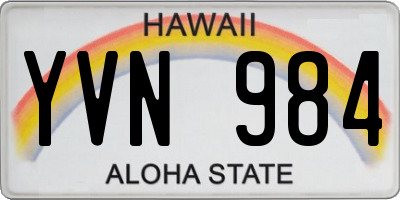 HI license plate YVN984