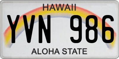 HI license plate YVN986