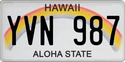 HI license plate YVN987