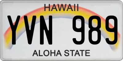 HI license plate YVN989