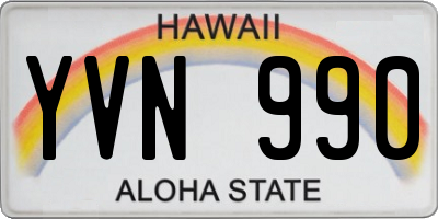 HI license plate YVN990