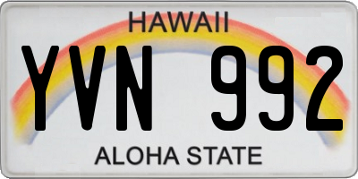 HI license plate YVN992