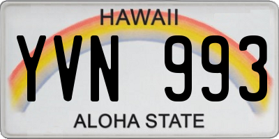 HI license plate YVN993
