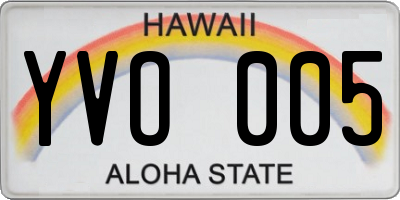 HI license plate YVO005