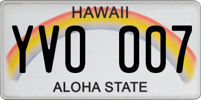HI license plate YVO007