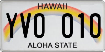 HI license plate YVO010