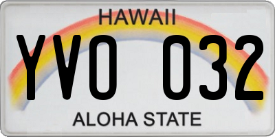 HI license plate YVO032