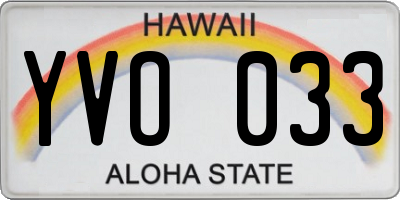 HI license plate YVO033