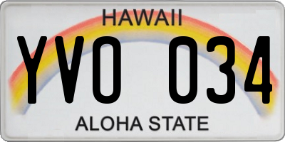 HI license plate YVO034