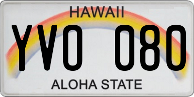 HI license plate YVO080
