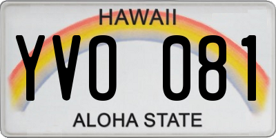 HI license plate YVO081