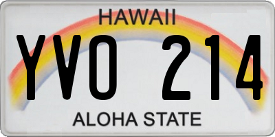 HI license plate YVO214