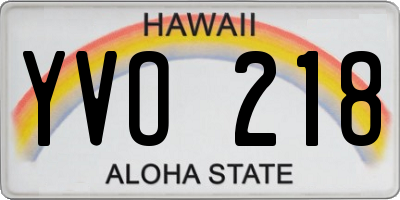 HI license plate YVO218