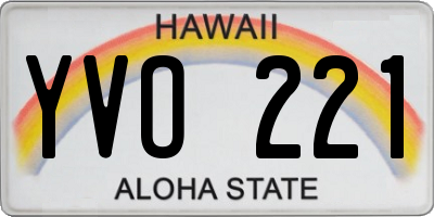 HI license plate YVO221