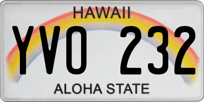 HI license plate YVO232