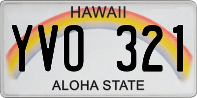 HI license plate YVO321