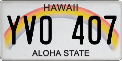 HI license plate YVO407