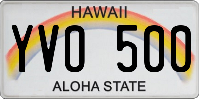 HI license plate YVO500