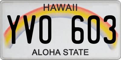 HI license plate YVO603