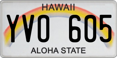 HI license plate YVO605