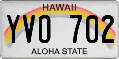 HI license plate YVO702