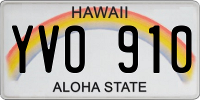 HI license plate YVO910