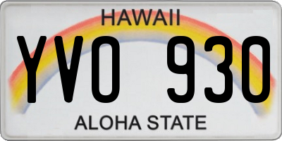 HI license plate YVO930