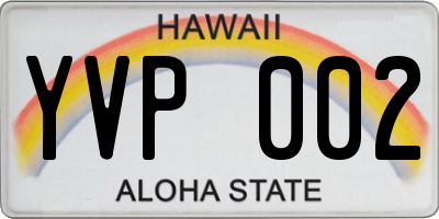 HI license plate YVP002