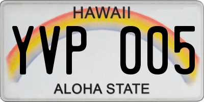 HI license plate YVP005