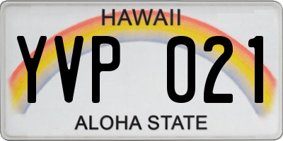 HI license plate YVP021
