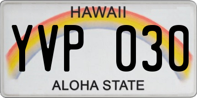HI license plate YVP030