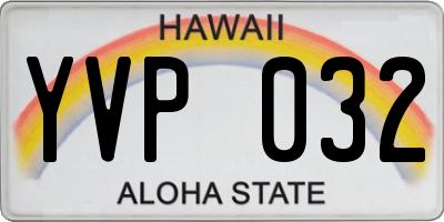 HI license plate YVP032