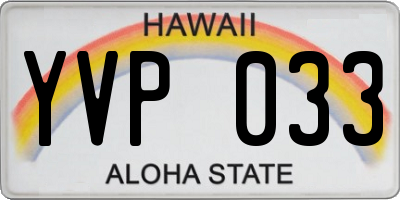 HI license plate YVP033
