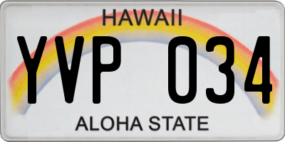 HI license plate YVP034