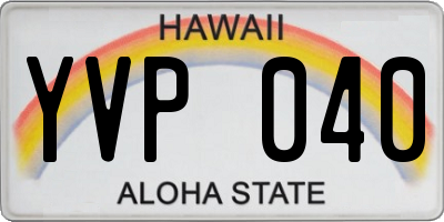 HI license plate YVP040