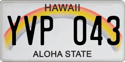 HI license plate YVP043