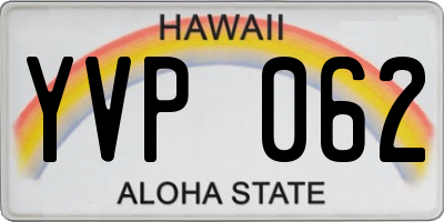 HI license plate YVP062