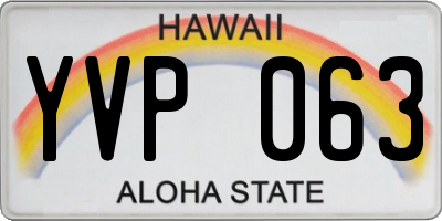 HI license plate YVP063