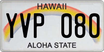 HI license plate YVP080