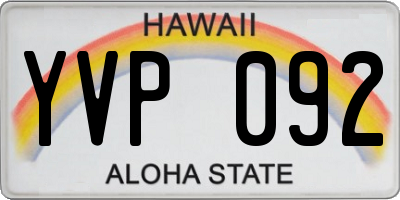 HI license plate YVP092