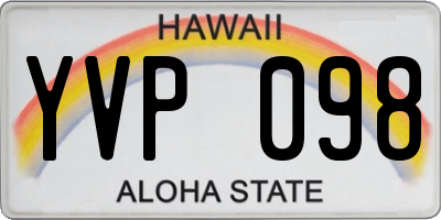 HI license plate YVP098