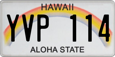 HI license plate YVP114