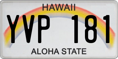 HI license plate YVP181