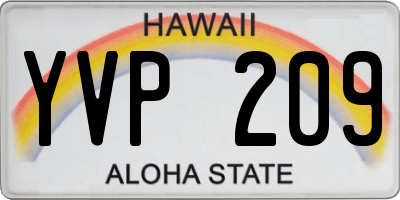 HI license plate YVP209