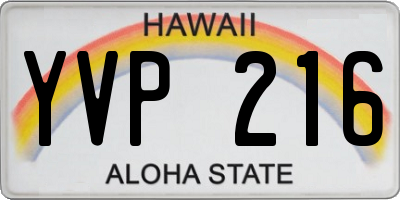 HI license plate YVP216