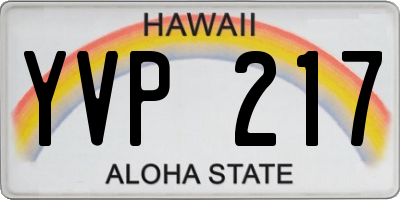 HI license plate YVP217
