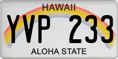 HI license plate YVP233